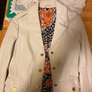 Tory Burch White Blazer with Textured Fabric